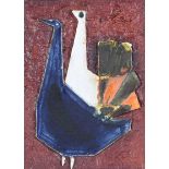 Helmut Schaffenacker - BIRDS - Glazed Ceramic Plaque - 11 x 8 inches - Unsigned