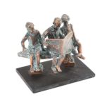 Irish School - BROTHERS & SISTER - Cast Bronze Sculpture - 6 x 6.5 inches - Unsigned