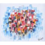 Hayley Huckson - ABSTRACT BOUQUET OF FLOWERS - Oil on Board - 12 x 10 inches - Signed