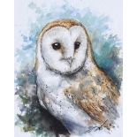 Andy Saunders - BARN OWL - Watercolour Drawing - 10 x 8 inches - Signed