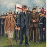 Sean Loughrey - CARSON INSPECTS THE TROOPS - Oil on Board - 8 x 8 inches - Signed Verso