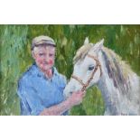 Robert Taylor Carson, RUA - SHOWING OFF THE NEW PONY - Oil on Board - 10 x 14 inches - Signed