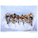 J.B. Vallely - TOUR DE FRANCE - Limited Edition Coloured Print (98/100) - 14 x 19 inches - Signed