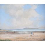 G.R. Hanan - SUMMER ON THE BEACH - Oil on Board - 9 x 11 inches - Signed