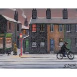 James Downie - SNUG ON THE CORNER - Oil on Board - 11 x 14 inches - Signed