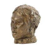 Hilary Bryson - HEAD OF A YOUNG MAN - Glazed Terracotta Sculpture - 6.5 x 4 inches - Unsigned