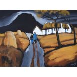 J.P. Rooney - THE LONG WALK HOME - Oil on Board - 12 x 16 inches - Signed