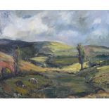 David Johnston - CATTLE GRAZING IN THE GLENS - Oil on Board - 16 x 20 inches - Signed