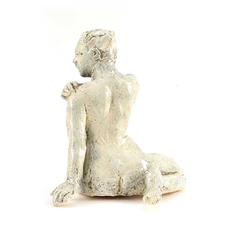 Hilary Bryson - KNEELING FEMALE NUDE LOOKING OVER HER SHOULDER - Glazed Terracotta Sculpture - 8 x 6 - Image 2 of 3