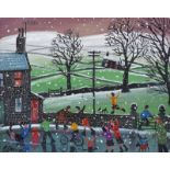 James Downie - SNOW APPROACHES - Oil on Board - 11 x 14 inches - Signed