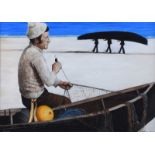 Anthony Doyle - ARAN FISHERMEN AT WORK - Oil on Canvas - 20 x 27 inches - Signed
