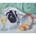 Brendan Fogarty - EGG & WINE - Oil on Board - 10 x 12 inches - Unsigned