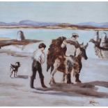 Samuel Coulter - BRINGING IN THE KELP - Oil on Board - 13.5 x 14 inches - Signed