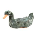 Hilary Bryson - DUCK I - Glazed Terracotta Sculpture - 5 x 9.5 inches - Unsigned