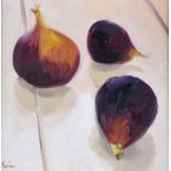 David Nolan - THREE FIGS - Oil on Board - 7.5 x 7.5 inches - Signed