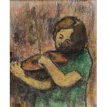 William Conor, RHA RUA - SHE FIDDLED A TUNE - Wax Crayon on Paper - 10 x 8 inches - Signed