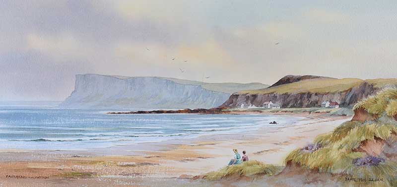 Hamilton Sloan - FAIRHEAD, COUNTY ANTRIM - Watercolour Drawing - 10 x 20 inches - Signed