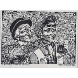 Harry Kernoff, RHA - A BIRD NEVER FLEW ON ONE WING - Black & White Woodcut - 5 x 7 inches -