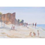 Coralie de Burgh Kinahan - SUMMER AT THE BEACH - Watercolour Drawing - 9.5 x 13 inches - Unsigned