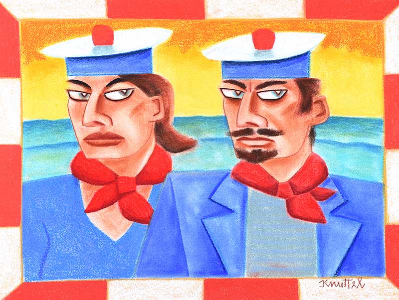 Graham Knuttel - TWO SAILORS - Pastel on Paper - 22 x 29 inches - Signed