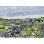 James Macintyre, RUA - CATTLE GRAZING - Pen & Ink Drawing with Watercolour Wash - 9.5 x 13