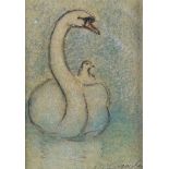 Con Campbell - SWAN AT THE WATERWORKS, CAVEHILL - Acrylic on Board - 6 x 4 inches - Signed