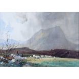 Frank McKelvey, RHA RUA - TENDING THE SHEEP - Watercolour Drawing - 10 x 14 inches - Signed