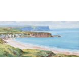 George Farrell - WHITEPARK BAY, COUNTY ANTRIM - Watercolour Drawing - 7 x 14 inches - Signed