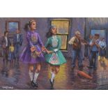 James McDonald - IRISH DANCERS - Pastel on Paper - 20 x 30 inches - Signed