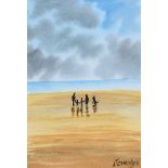 John Ormsby - FAMILY DAY OUT AT THE BEACH - Watercolour Drawing - 11 x 8 inches - Signed