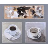 German School - COFFEE CUP & SAUCER II - Pair of Watercolour Drawings - 11.5 x 11.5 inches -