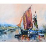 Niall Campion - HARBOURED BOATS BY SUNSET - Oil on Canvas - 20 x 24 inches - Signed