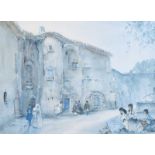 Sir William Russell Flint, RA - THE COURTYARD - Coloured Print - 17 x 23 inches - Signed