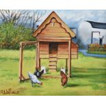 Roy Wallace - THE CHICKEN COOP - Oil on Board - 8 x 10 inches - Signed