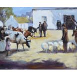 Liam Kelly - FAIR DAY - Oil on Board - 20 x 24 inches - Signed