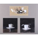 German School - COFFEE CUP & SAUCER I - Pair of Watercolour Drawings - 11.5 x 11.5 inches - Unsigned