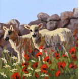 Ronald Keefer - TWO LAMBS - Oil on Board - 24 x 24 inches - Signed