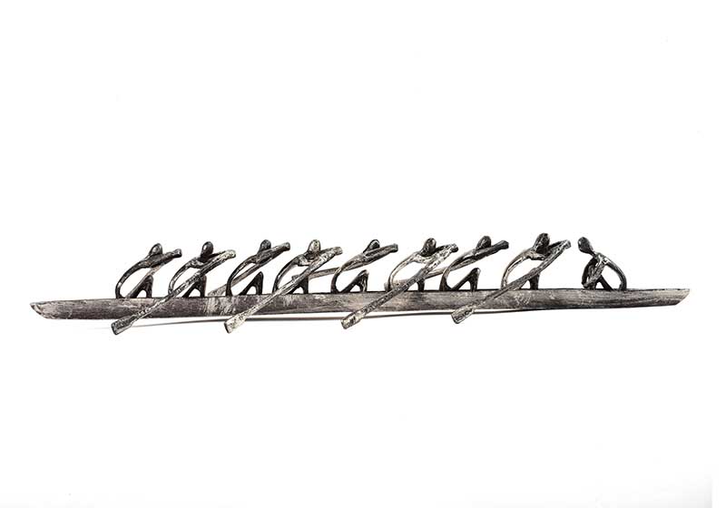 Irish School - THE ROWERS - Metal Sculpture - 2.5 x 22 inches - Unsigned - Image 3 of 4