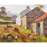 Donal McNaughton - COWS IN THE FARM YARD - Oil on Board - 16 x 20 inches - Signed