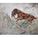 Henry Wilkinson - THE GUN DOG - Limited Edition Coloured Etching (59/150) - 9.5 x 11 inches - Signed