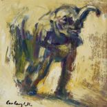 Con Campbell - BABY ELEPHANT - Oil on Board - 8 x 7 inches - Signed