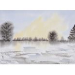 William Lindsay - WINTER LANDSCAPE - Watercolour Drawing - 10 x 14 inches - Signed