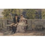 George Goodwin Kilburne - THE TRYST - Watercolour Drawing - 13 x 20 inches - Signed