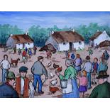 Gladys Maccabe, HRUA - THE VILLAGE SQUARE - Limited Edition Giclee Coloured Print (11/150) - 13.5