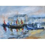 Niall Campion - BOATS AT ARKLOW HARBOUR, COUNTY DUBLIN - Oil on Canvas - 18 x 24 inches - Signed
