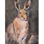 Con Campbell - STANDING HARE - Oil on Board - 9 x 7 inches - Signed