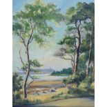 Allan Ardies - SCRABO TOWER ACROSS STRANGFORD LOUGH - Oil on Board - 24 x 18 inches - Signed