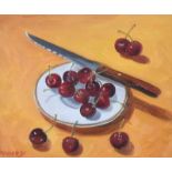 Brendan Fogarty - CHERRIES - Oil on Board - 8 x 10 inches - Signed