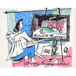 Norah McGuinness, HRHA - A VERY HAPPY CHRISTMAS - Coloured Print - 5.5 x 7 inches - Unsigned