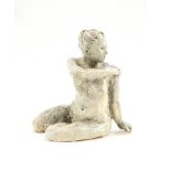 Hilary Bryson - KNEELING FEMALE NUDE LOOKING OVER HER SHOULDER - Glazed Terracotta Sculpture - 8 x 6